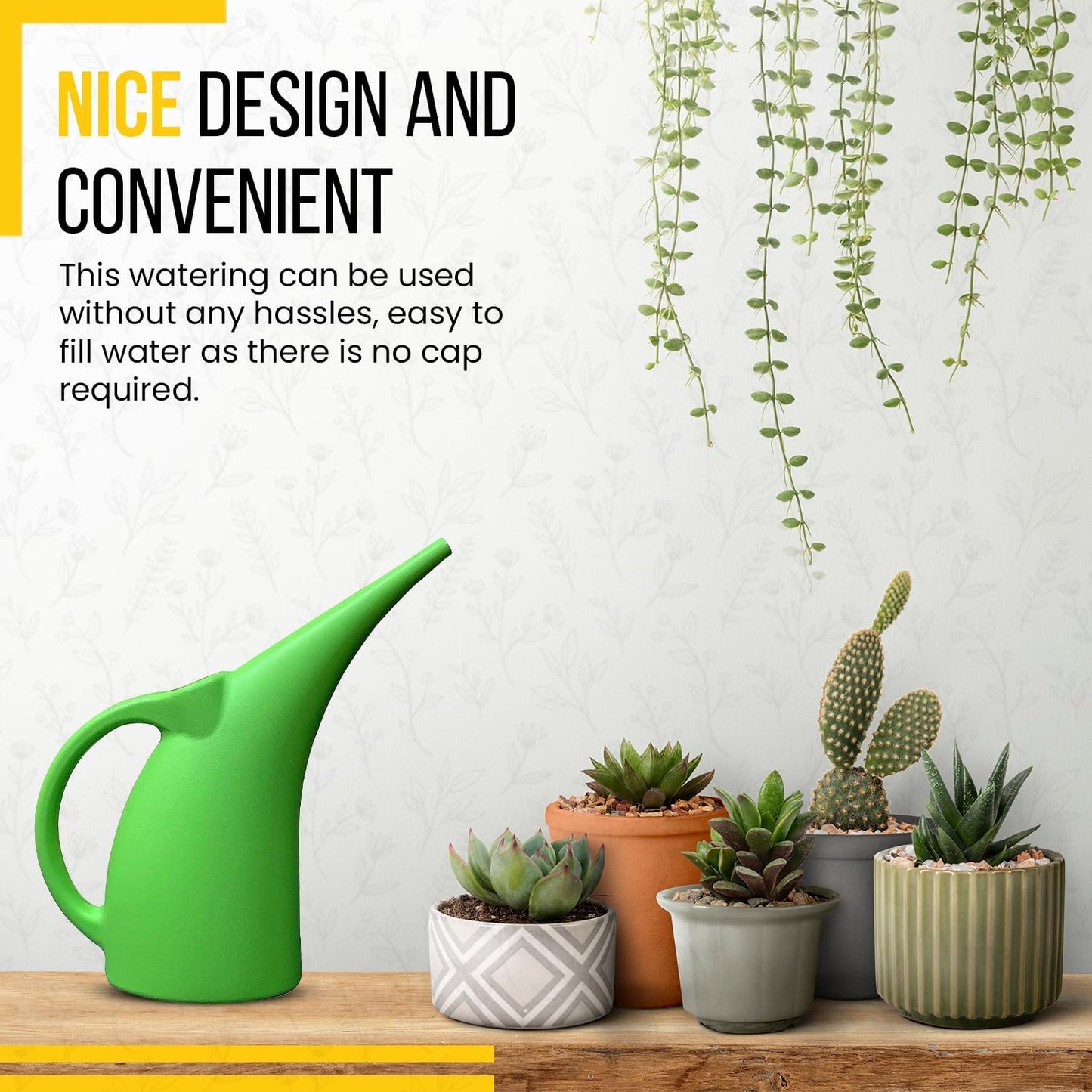 KP KOOL PRODUCTS 1/2 Gallon Watering Can - Small Plastic Green Plant Waterer for Indoor & Outdoor Use - 1 Pack