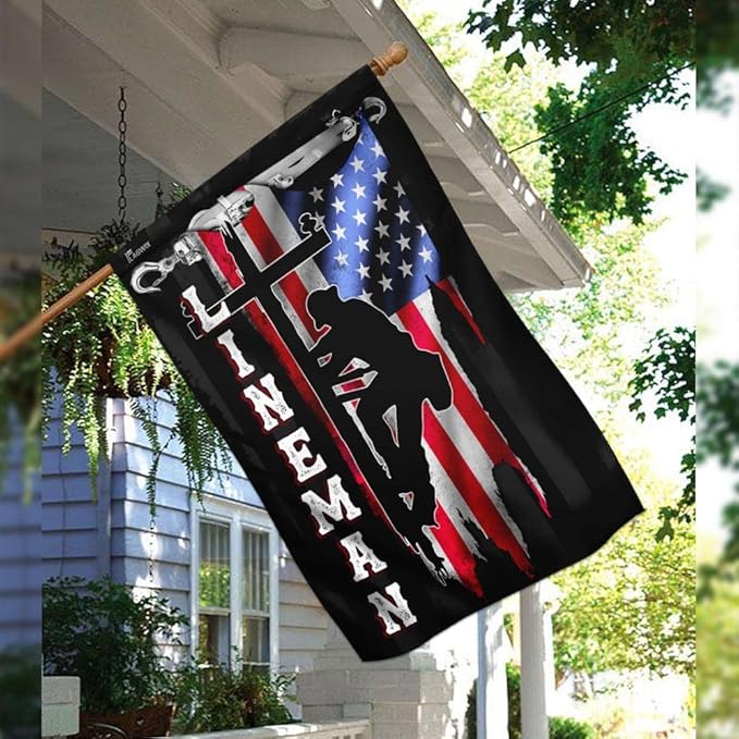 Flags-Lineman Flag MLH896F, Garden Flag (11.5" x 17.5")-USA House Garden Flags Premium Polyester-Decorative Outdoor Flags