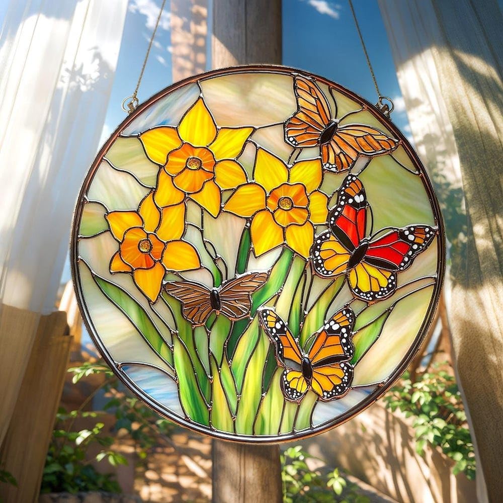 Daffodil Birth Flower Acrylic Suncatcher Floral Window Hanging Birthday Gift for Mom