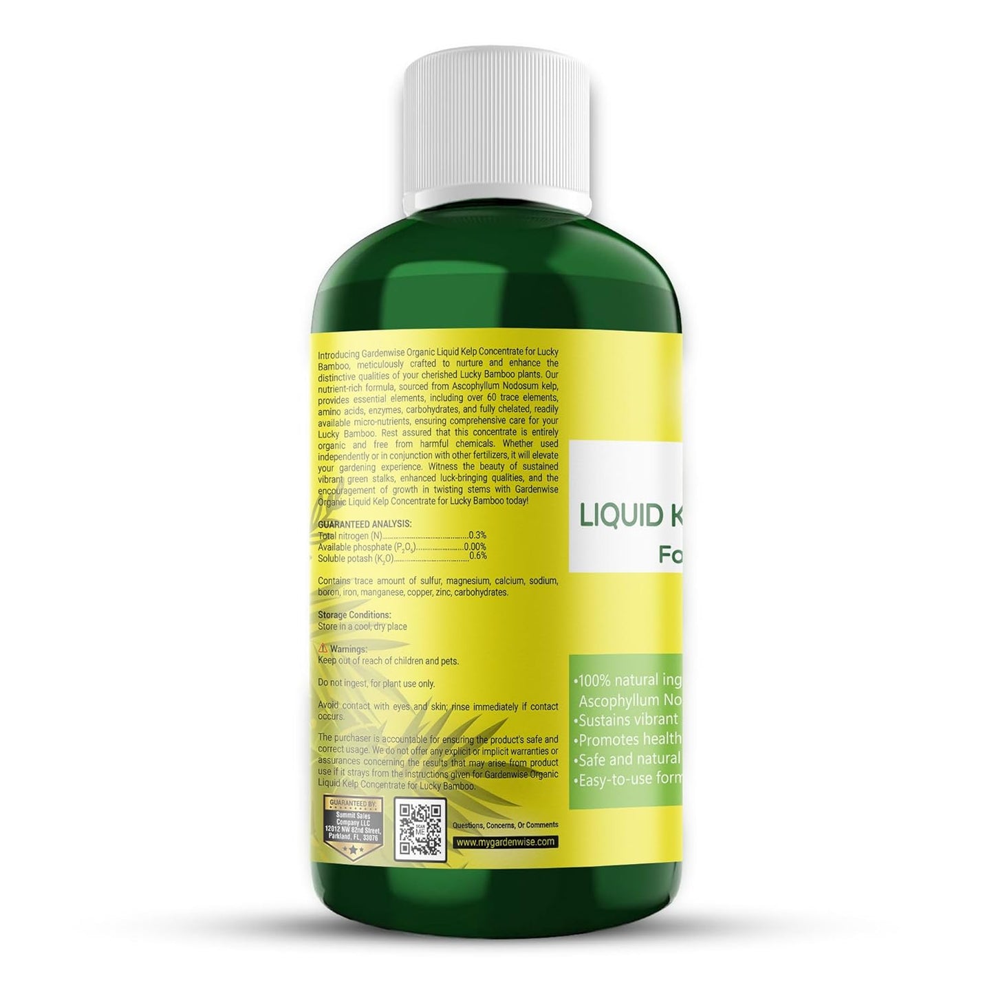 Organic Premium Kelp Seaweed Fertilizer for Lucky Bamboo - Liquid Plant Food - Hydroponics - Soil Enhancer - Natural (32 OZ)