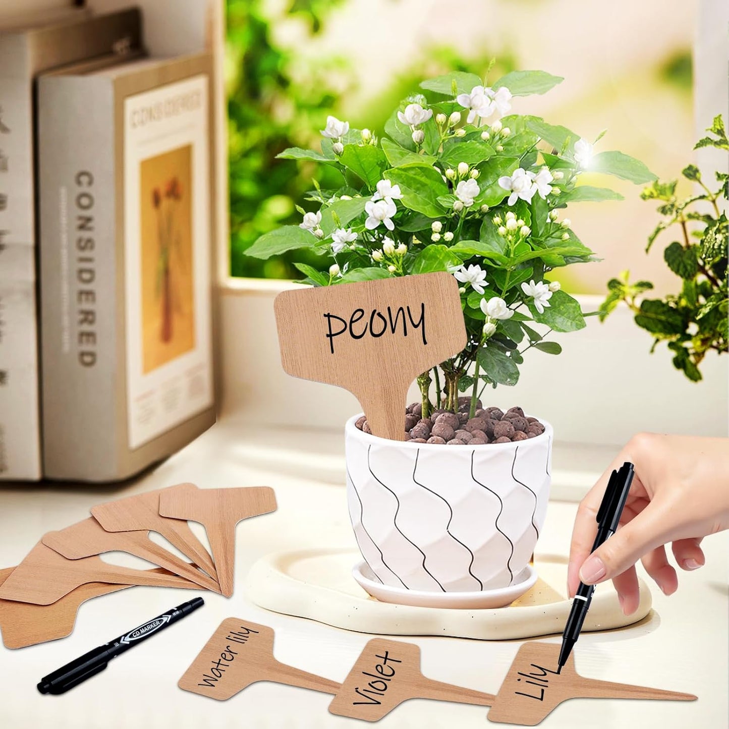 Zkptops 100Pcs Plant Labels Plastic Plant Tags Garden Plants Markers Waterproof Seed Markers Sticks Outdoor Garden Labels Stakes Sign Greenhouse Plants Name Tags for Seedling Vegetables Herbs Flowers