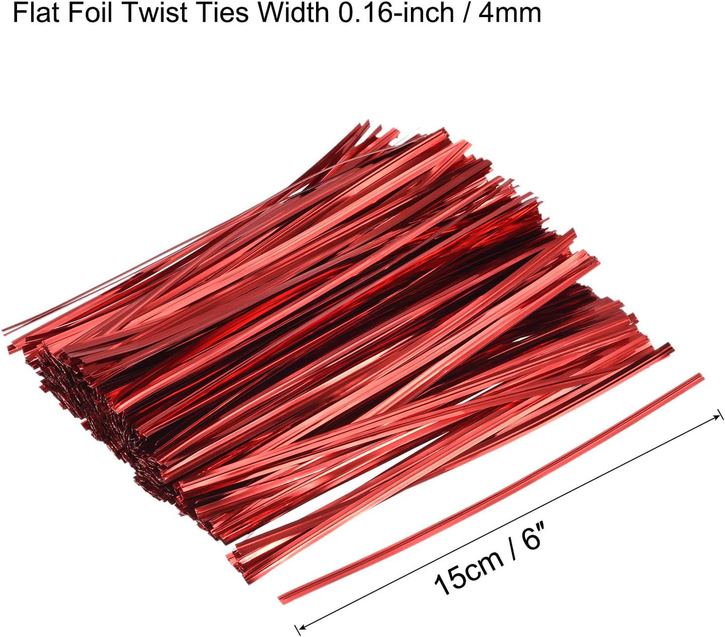 MECCANIXITY Foil Twist Ties 6" 15cm Metallic Plastic Closure Tie for Tying Bread, Candy, Cookies, Gift Bags Arts Crafts Ties Red Pack of 750