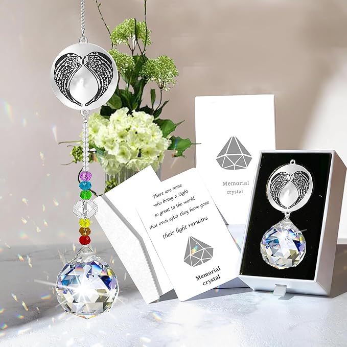 Memorial Gifts Crystal Suncatcher,Unique Sympathy Gifts for Loss of Loved One,Rainbow Maker Bereavement Gifts Box for Loss of Father Mom Dad Son Daughter Husband Brother Grandmother (Dad)