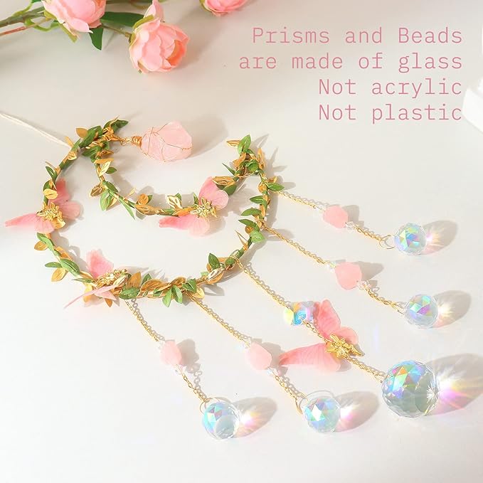 Butterfly Crystal Sun Catcher Hanging Good Luck Charms Suncatcher Room Decor Prism Rainbow Maker for Windows Home Office, Blessed Gift Ideas for Chrismas Thanksgiving Birthday