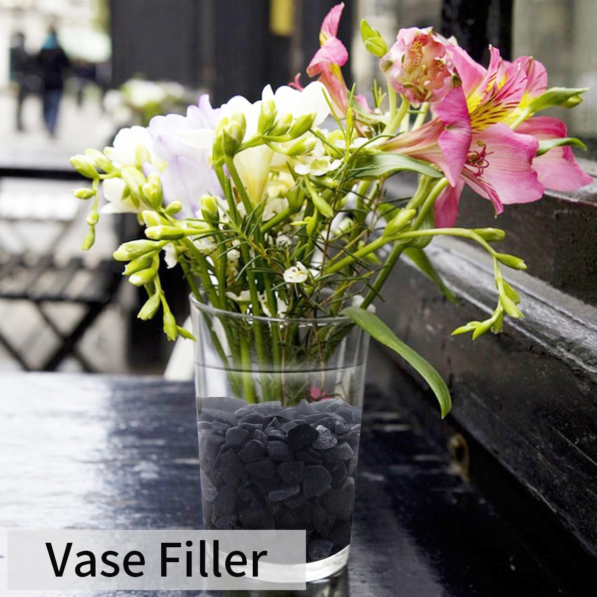 2lbs Black Gravel, 3/8 Inch Black Stones. Decorative Black Rocks for Succulent Plants, Vase, Cactus, Bamboo Plants and Outdoor Garden Landscaping