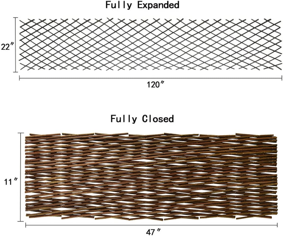 Expandable Willow Trellis for Climbing Plants Outdoors,Nature Garden Fence Lattice Panels for Outside Plant Support for Vine, Ivy, Rose, Cucumbers, Clematis 36x92 Inch(1PC)