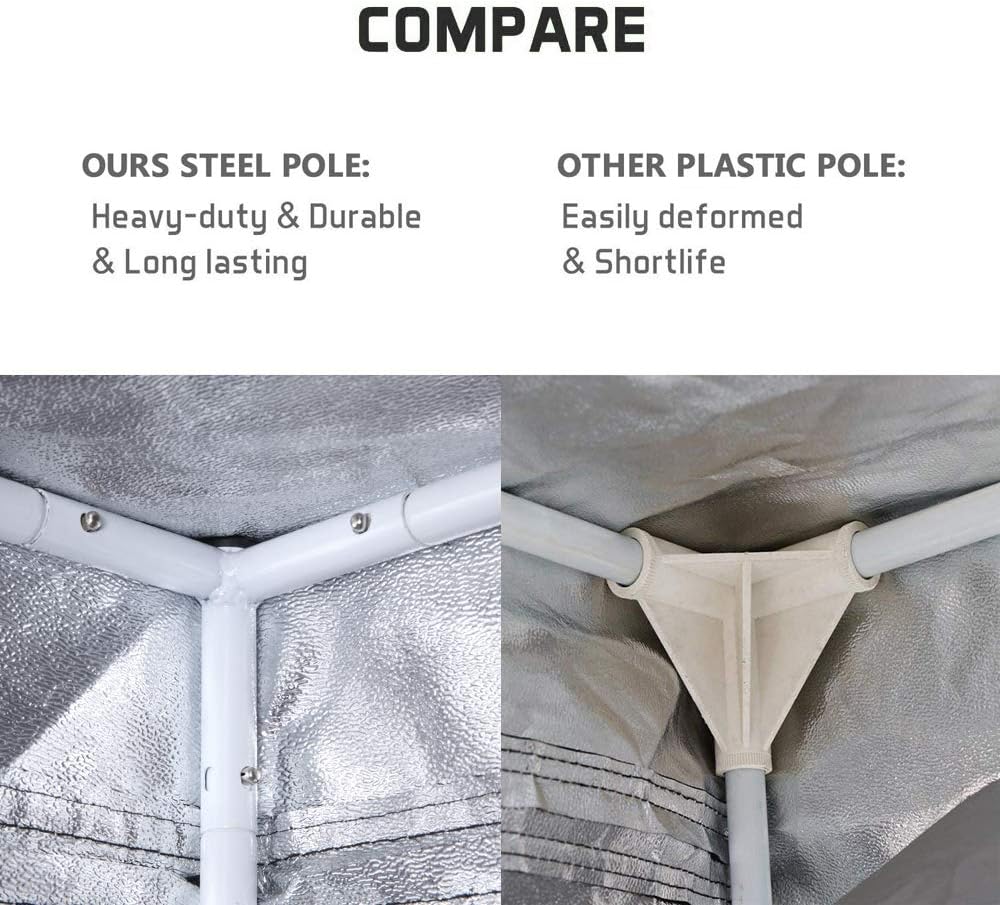 Plant Grow Tent, Black, 90x90x180cm, Indoor Growing with Observation Window and Floor Tray, Oxford Cloth, Eco-friendly Care