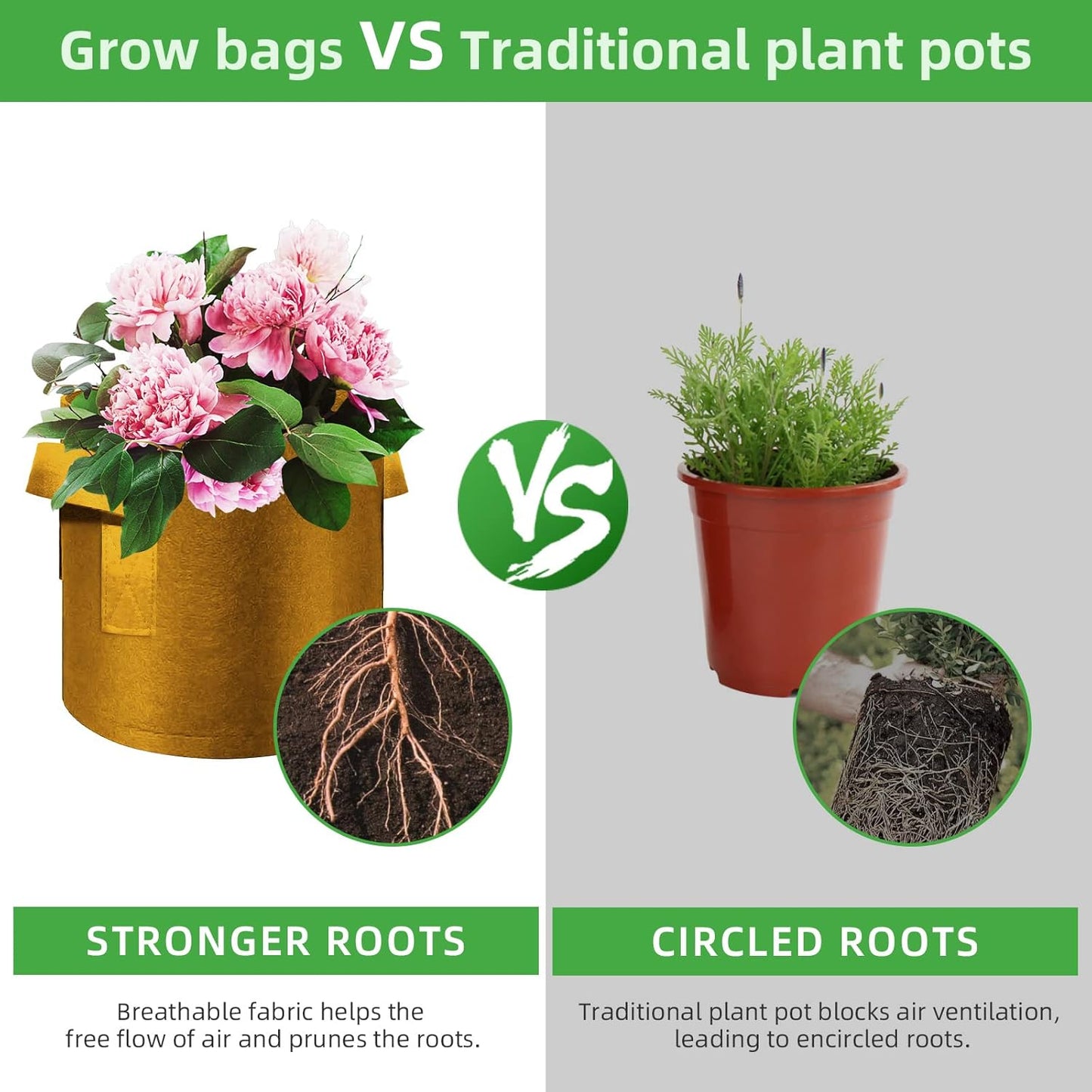 7 Gallon Nonwoven Fabric Planter Bags, Brown - 12 Pack, Thickened, Breathable, Reusable, Drainage, Handles, Vegetable/Flower/Plant/Fruit Outdoor Usage