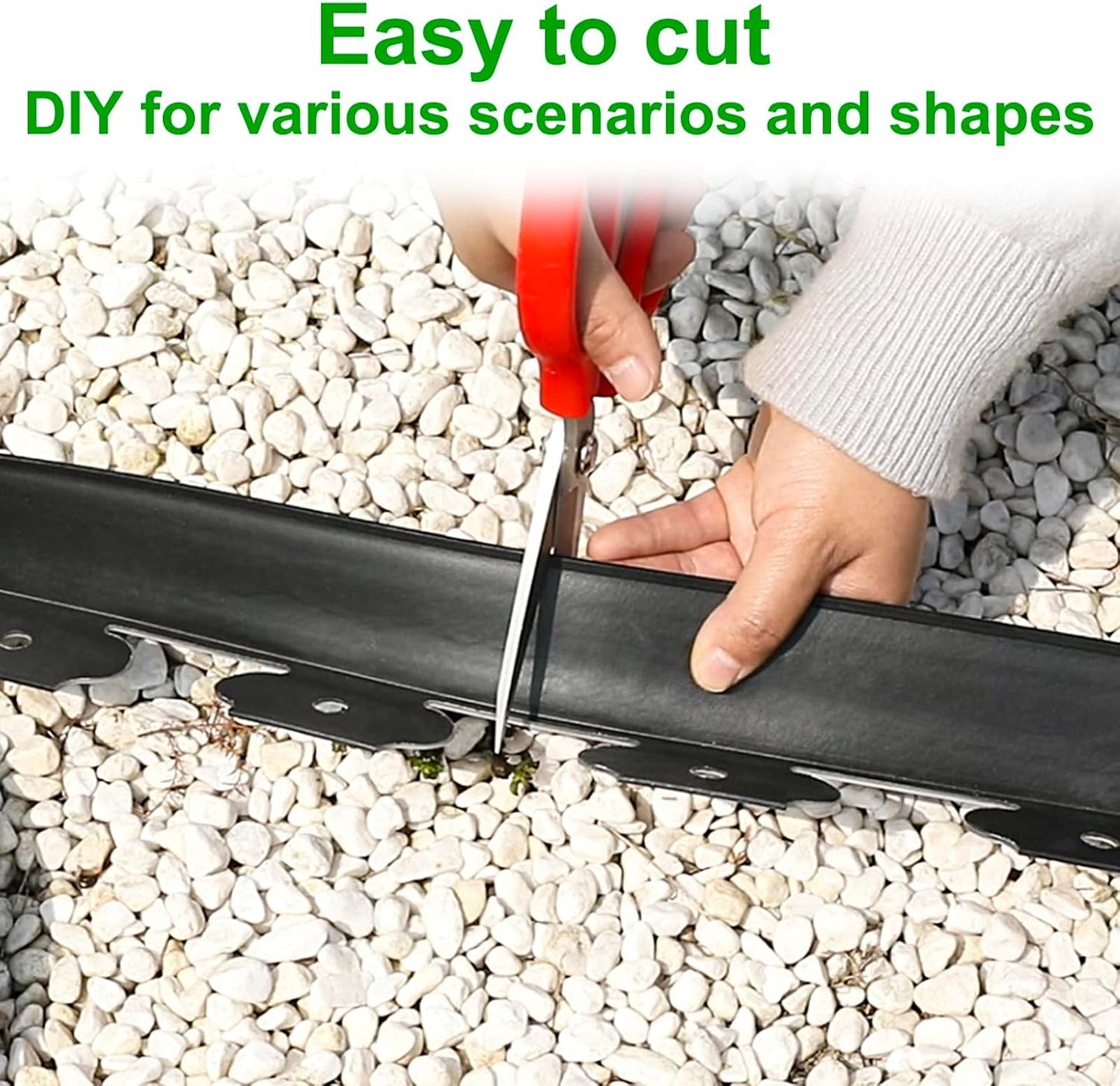 JERIA 2 Inch Tall 33 FT Garden Edging Kit with 45pcs Spikes, Plastic Edging for Landscaping