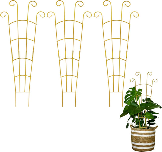 30 Inch Plant Trellis Indoor for Potted Plants 3 Pack Indoor Plant Trellis for Climbing Plants Stackable Houseplant Metal Garden Pot for Vine Ivy Support(30inch Gold)