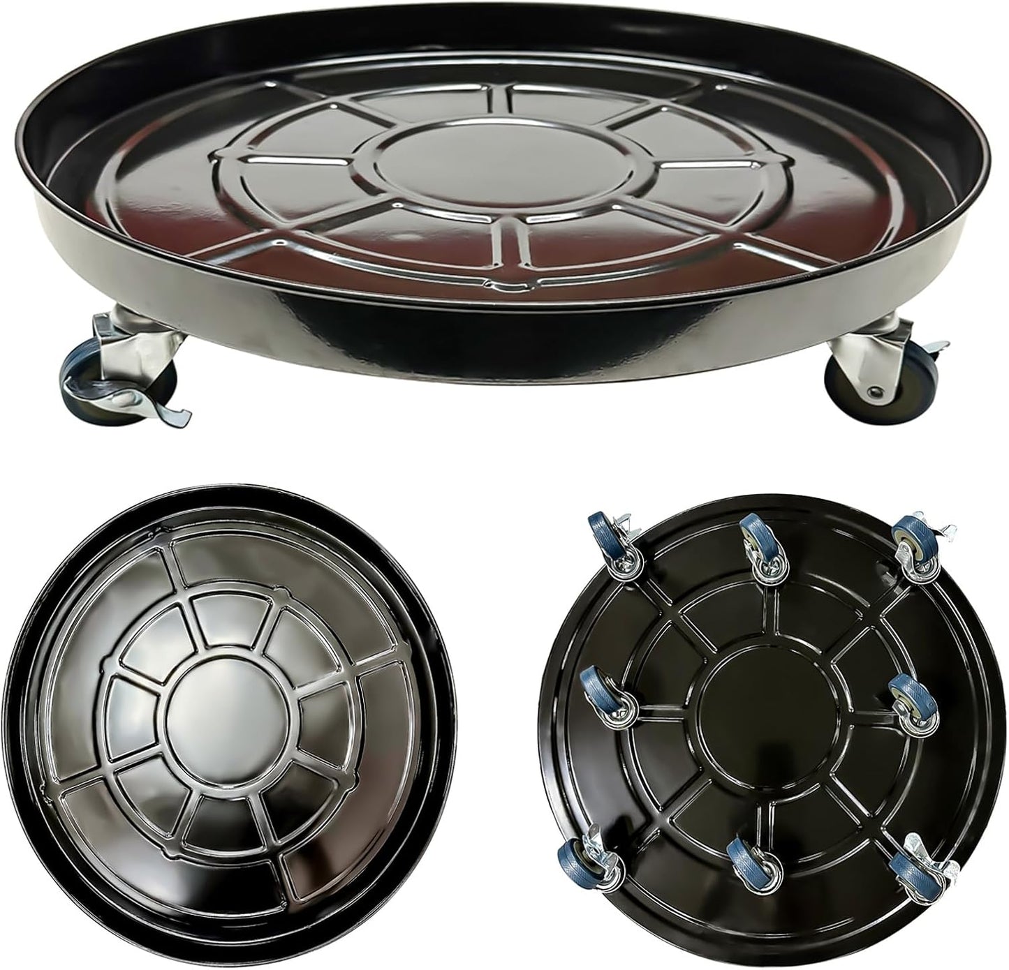 Choclaif Plant Caddy with Wheels, 3 Pack Black Heavy Duty Plant Stand with Universal Wheels, Round Pot Trolley for Indoor Outdoor (20)