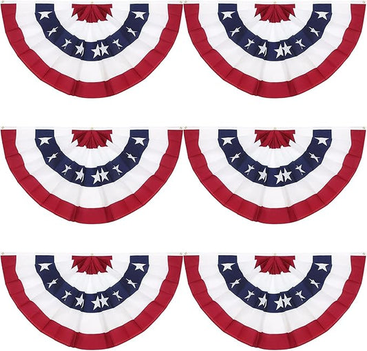 GoosWexmzl 3x6Ft American Pleated Fan Flag,USA Patriotic Half Fan Bunting Flag,Decoration Flags (Set of 6)