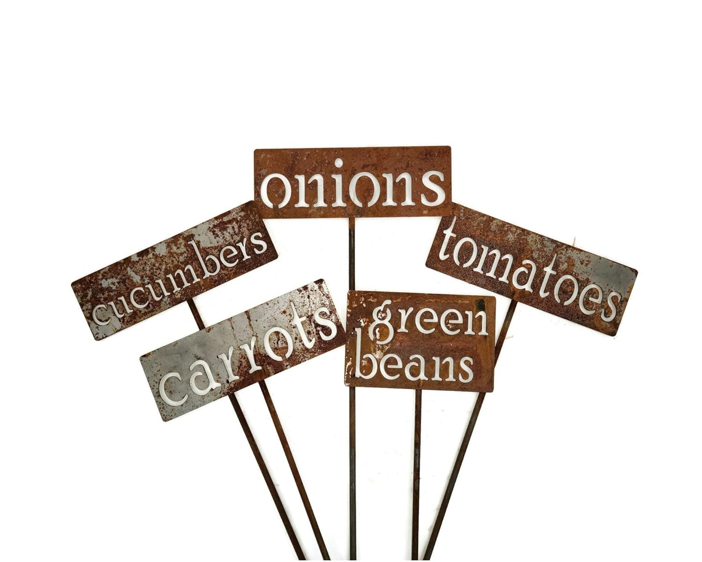 Classic Metal Garden Markers 19 Inches Tall (Bulk Discount 10 Markers, Naturally Rusted)