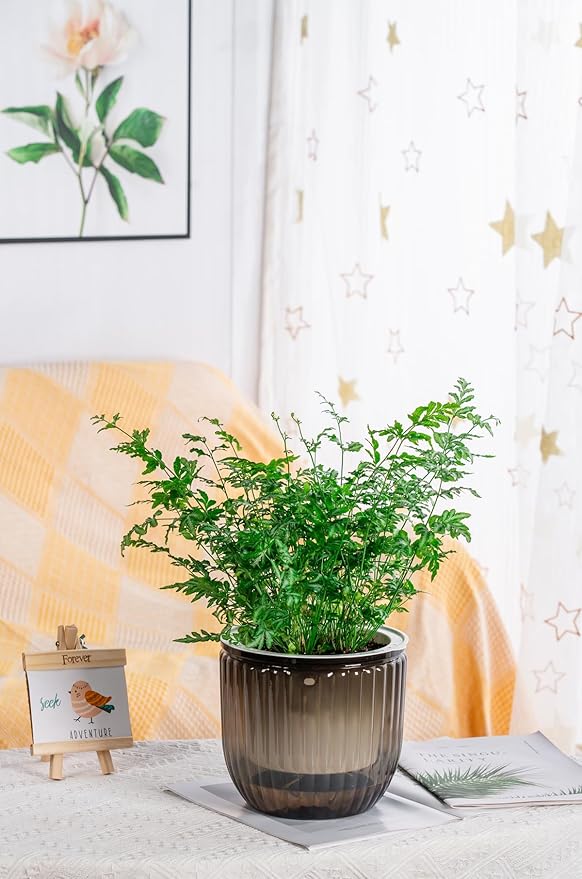 Melphoe 1 Pack Self Watering Hanging Planters Indoor Flower Pots, 8.3 Inch Outdoor Hanging Plant Pot Basket, Plant Hanger with 3Hooks Drainage Holes for Garden Home