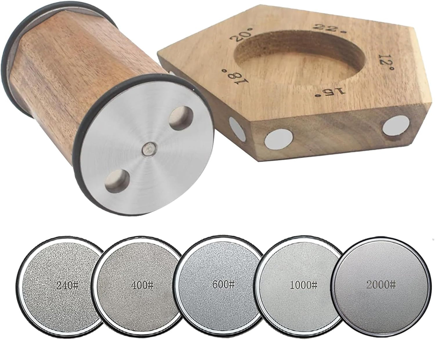 Rolling Knife Sharpener, Rolling Sharpener Kit for Kitchen and Chef's Knives with Industry Diamond&Corundum Stones for Sharp Edges, 5 Magnetic Angle Offer 12/15/18/20/22°