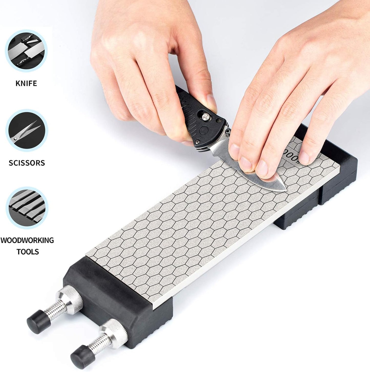 DMD Diamond Sharpening Stone Holder Set with Simple Adjustment Screws Holds the Stone Securely with Diomand Knife Sharpener Stones 丨 Durable Quality and Exquisite Design