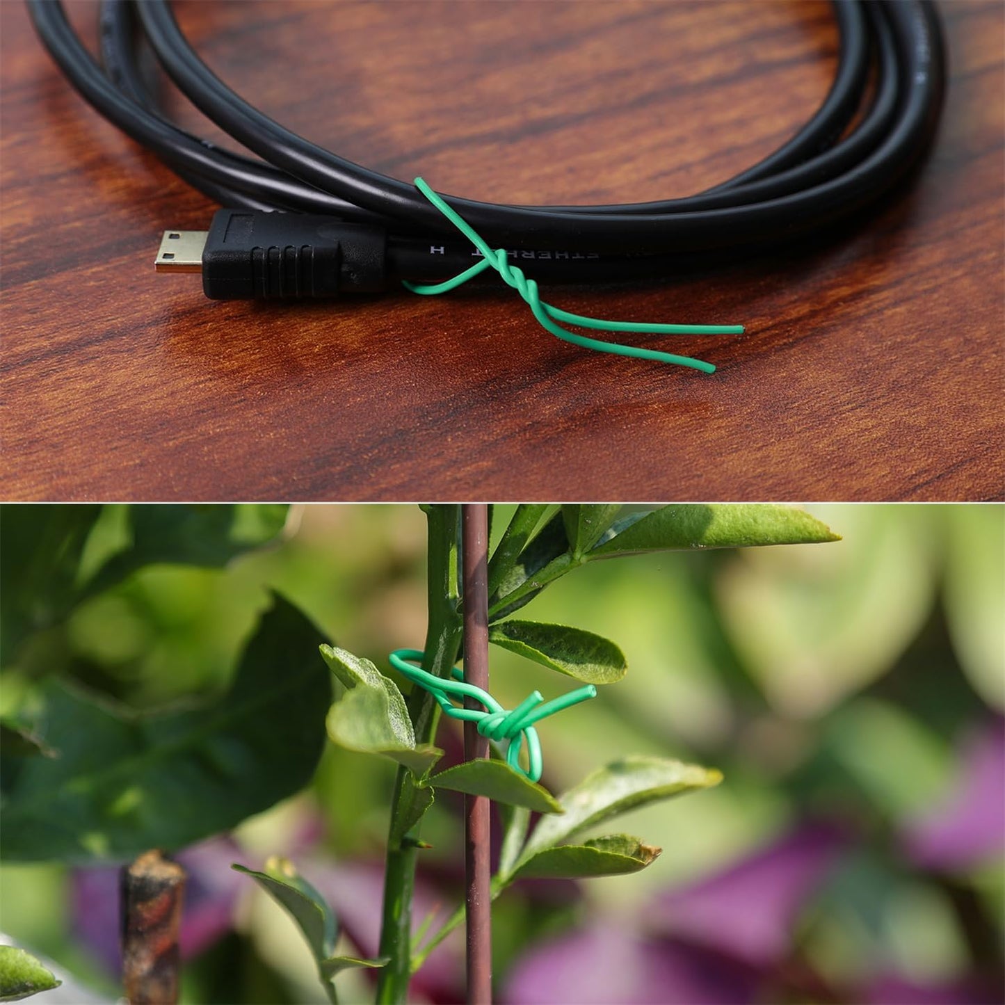 200 Pcs 6 inch Garden Twist Tie, Round Plastic Twist Ties for Plants, Vines and Wrapping Cords or Christmas Tree Gardening Plants Growth and Care, Office Home Cable Organization (Green)