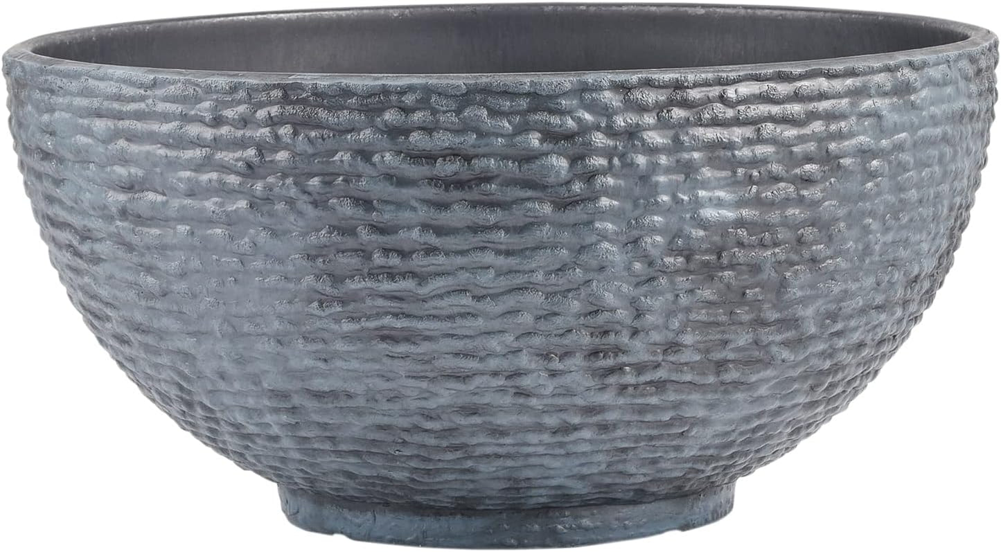 Sungmor Large Garden Bowl Planter Water Plant Pot, Miniature Landscaping Succulent Planter, 15.6 Inch Marble Texture Water Lily Pots, Small Fountain Base Mini Fish Pond Bird Bath