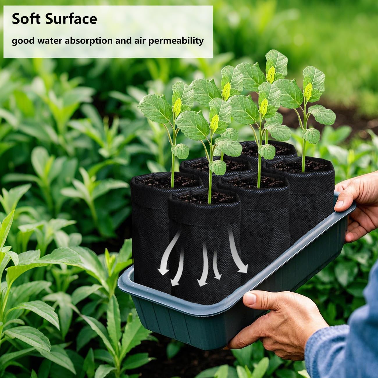Belit 100 Pcs 10.2" H Deep Nursery Grow Bags, Non-Woven Plants Pots Container for Starting Rooted Plants Vegetable, Flower, Seedling Tree, Black