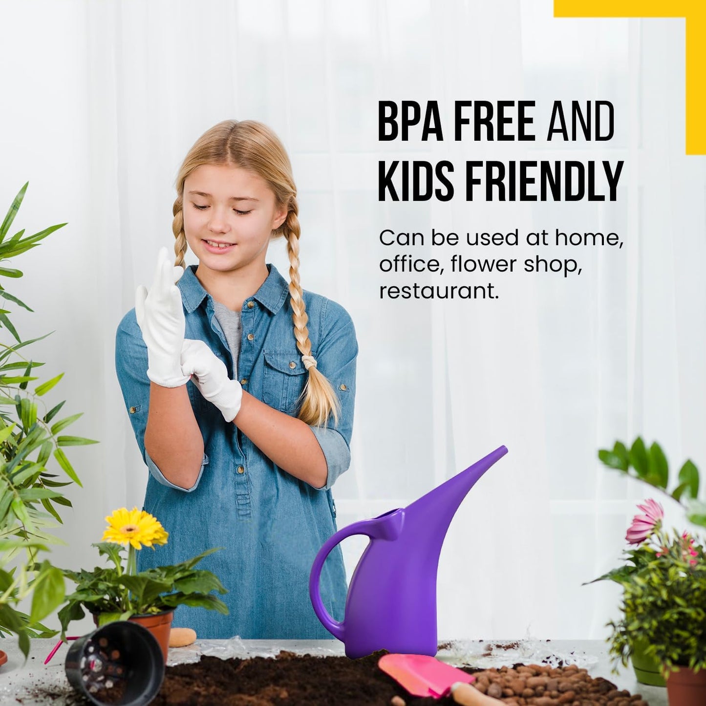 KP KOOL PRODUCTS Water Can 1/2 Gallon - Small Watering Can for Indoor Plants - Outdoor Water Can - Purple Plant Waterer - Plastic Watering Can for Garden