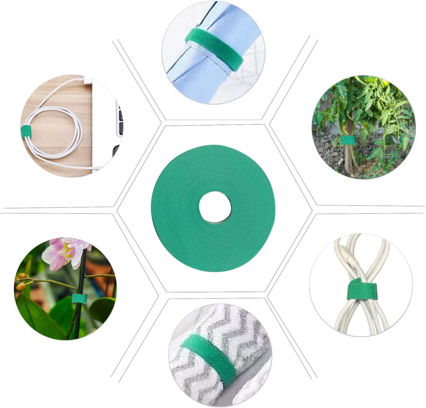 Garden Tie Green Tape - 1/2" 264ft Garden Plant Ties - Plant Twist Tie for Plant Gardening, Home, Office (8 Pack)