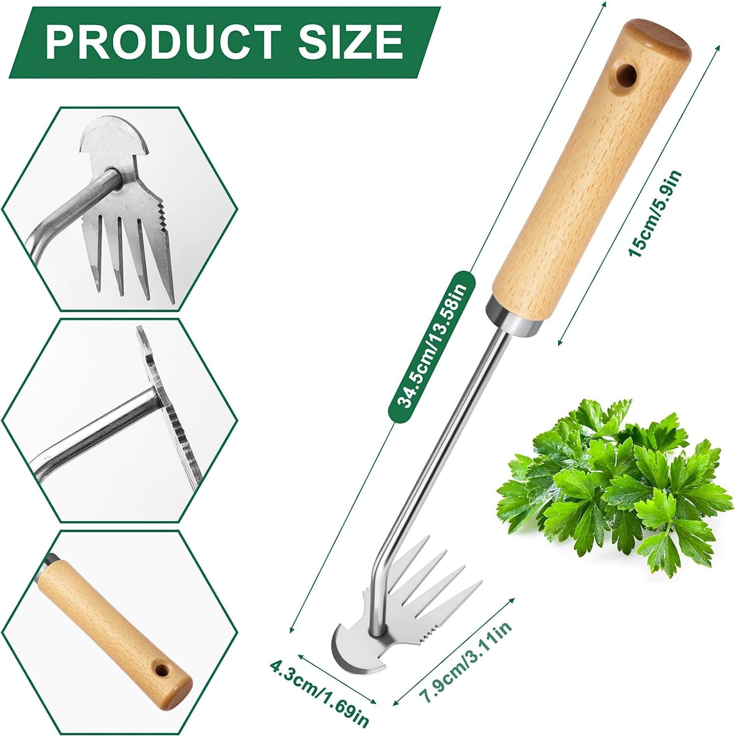 Hand Weeder Tool, Stainless Steel 2 Pcs Weeder Tool for Garden and Farm,Weeding Tool for Gardening,Garden Weeder, Weed Pulling Tool, Weed Puller Tool