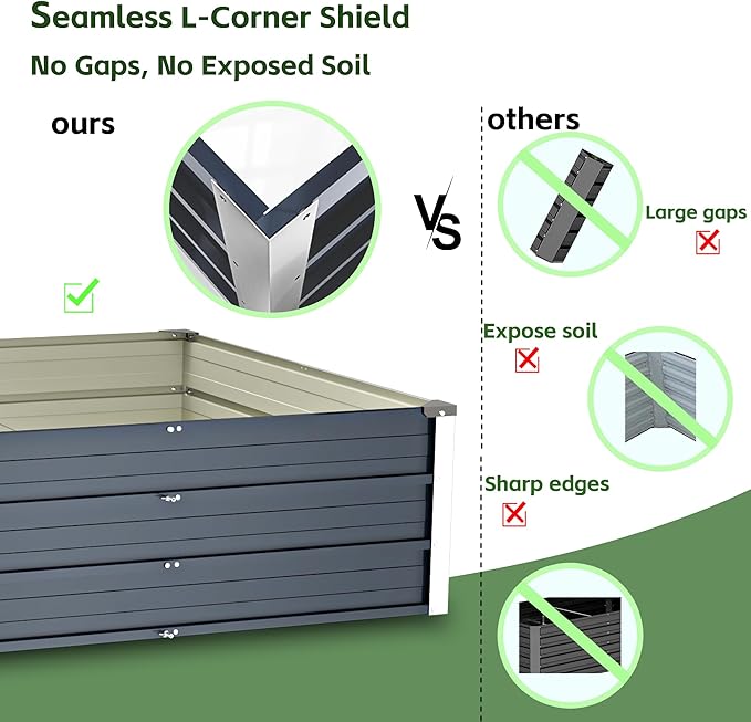 Galvanized Raised Garden Bed 4x2x1.3ft, Metal Garden Bed for Outdoor Gardening, Durable Rust-Proof Metal Raised Garden Bed for Vegetables, Fruits, Flowers & Herbs