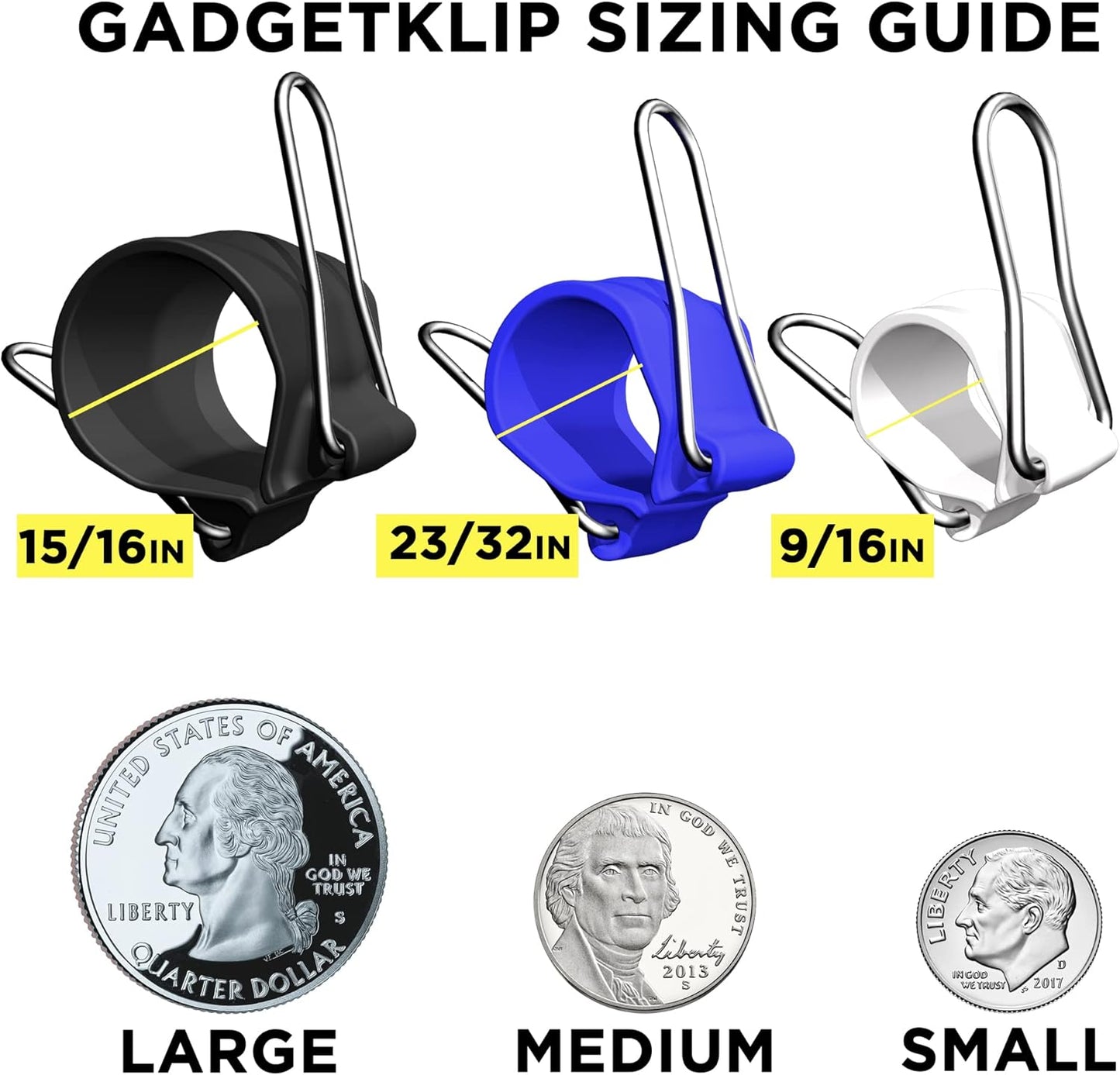 Cable Management Clips: Versatile Reusable Cord Holders for Christmas Lights, Holiday Decor, and Outdoor String Lights - 12 Pack (4 Small White, 4 Medium Blue, 4 Large Black)