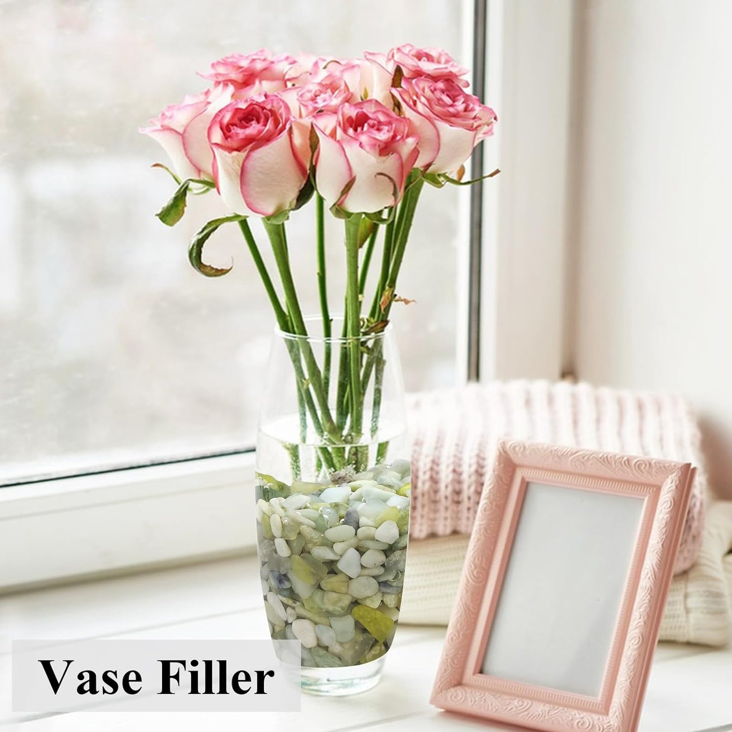 2 lbs Jade Rocks for Plants Indoor, 3/8 inch Small Pebbles for Indoor Plants, Decorative Rocks for Succulents Cactus Bamboo Vases Landscaping Drainage and Outdoor Garden Rocks