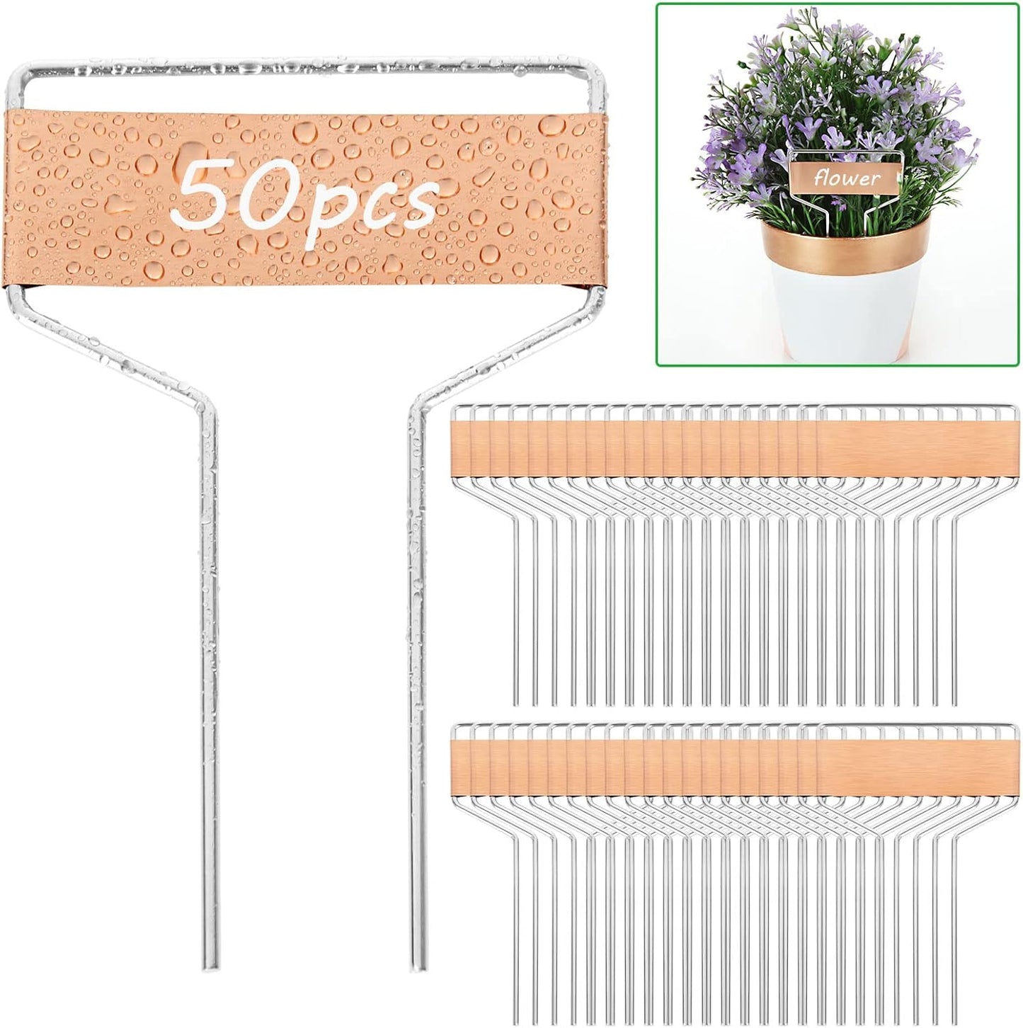 50 PCS Metal Plant Labels Plant Tags 4 Inch Plant Markers For Garden Waterproof Copper Plant Tags Outdoor Garden Label Stakes Reusable Nursery Tags Garden Plant Copper Label For Seedlings