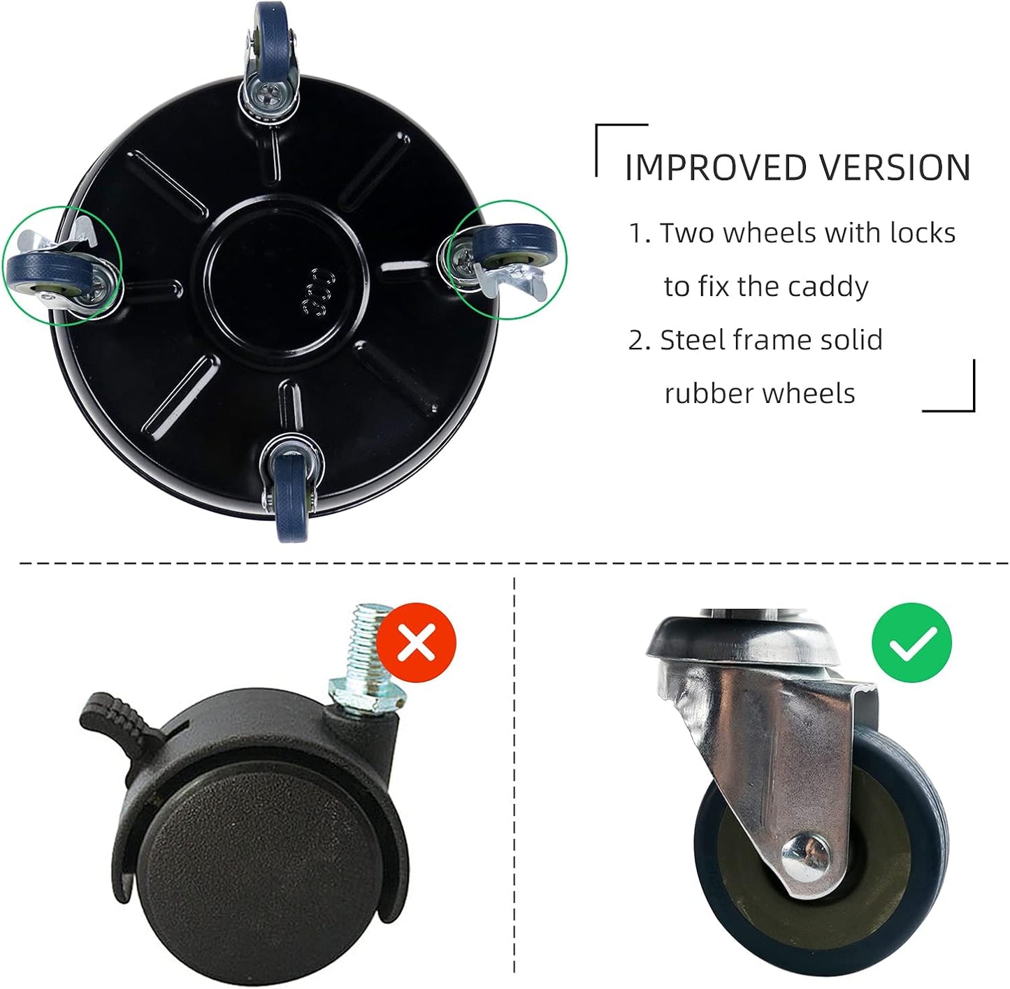 Choclaif Plant Caddy with Wheels,2 Pack Black Heavy Duty Plant Stand with Universal Wheels,Round Pot Trolley for Indoor Outdoor (14)