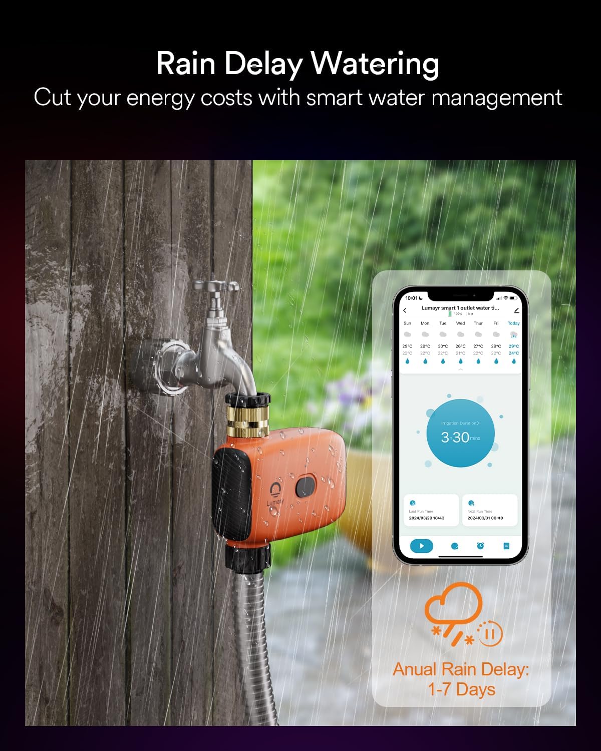 Lumary WiFi Sprinkler Timer, Smart Water Timer for Garden Hose, Automatic Irrigation Controller System, App/Voice/Manual Control, Compatible with Alexa/Google Assistant, Brass Inlet