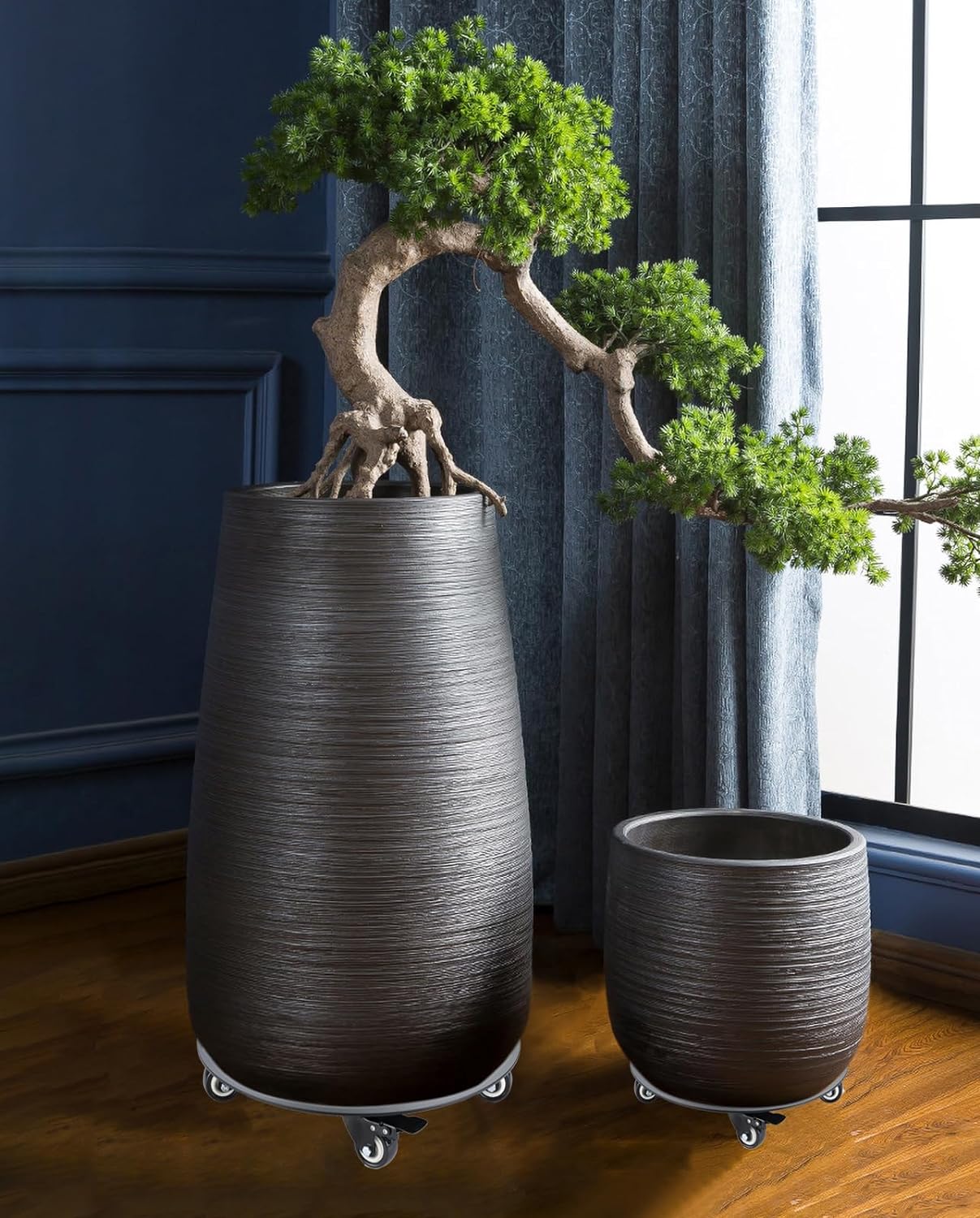 Plant Stand with Wheels,3.0mm Thick Aluminum Alloy Plant Caddy with Wheels Heavy Duty, Rolling Plant Stand Holds 16 Inch and 500lbs(Black)