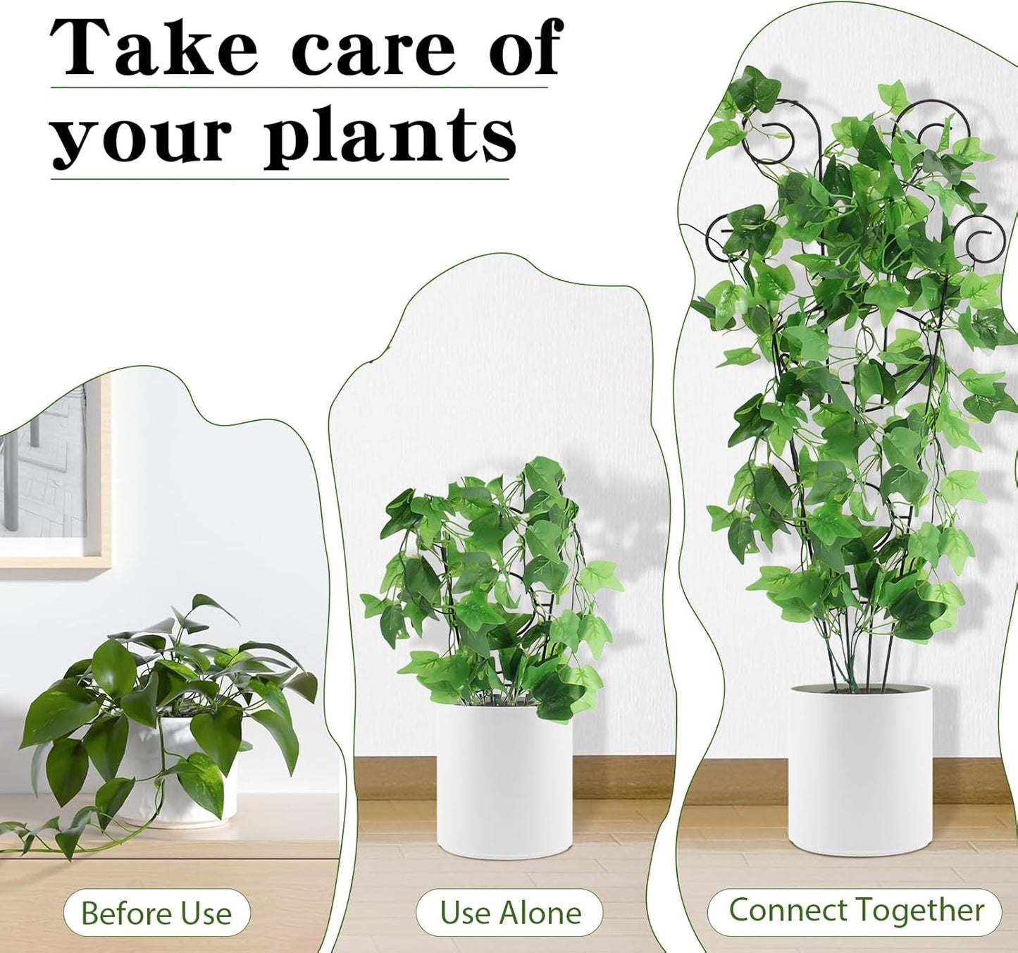 ZOUTOG Trellis for Climbing Plants Indoor 4 Pack 30 Inch,Rustproof Metal Garden Trellis for Potted Plants,Sturdy Houseplant Support Indoor Outdoor for Ivy Pothos Monstera Hoya Flower Vine (Black Moon)