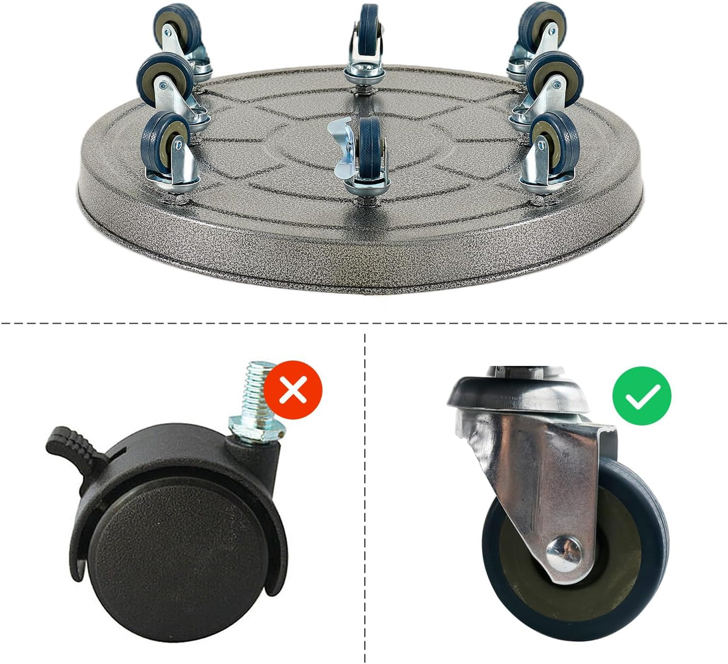 Choclaif Plant Caddy with Wheels,1 Pack Silver Heavy Duty Plant Stand with Universal Wheels,Round Pot Trolley for Indoor Outdoor 20 inch