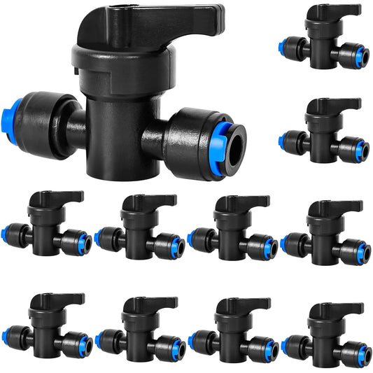 10 Pack 1/4" Drip Irrigation Shut Off Valve, Quick Connect Universal Drip Irrigation Tubing Coupling Valve, Connector Locking Fitting for Sprinkler or Drip Irrigation System