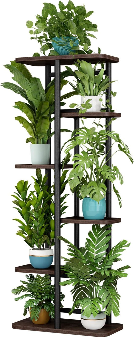 LINZINAR Plant Stand 6 Tier 7 Potted Indoor Plant Shelf Multiple Stands for Garden Corner Balcony Living Room