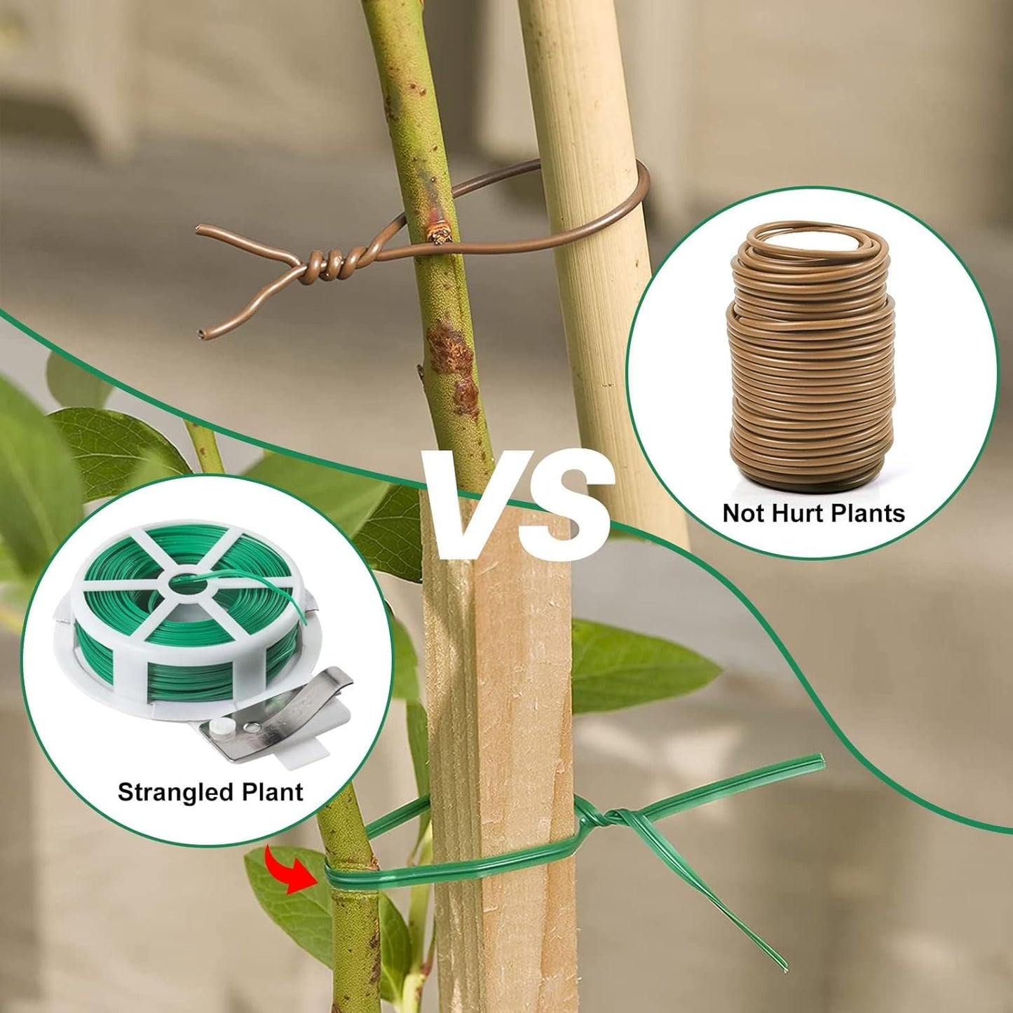 Decoroca Soft Plant Ties for Support - 65.6' Reusable Waterproof Plant Wire, Garden Twist, Office Organization and Decoration Binding（3pcs/Brown）