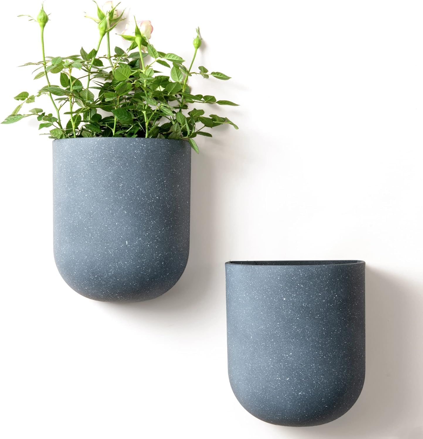 LA JOLIE MUSE Wall Hanging Planters for Indoor Plants，Hanging Flower Pots for Air Plants Succulent, Set of 2, 5.7L*4.1W*7H, Weathered Gray