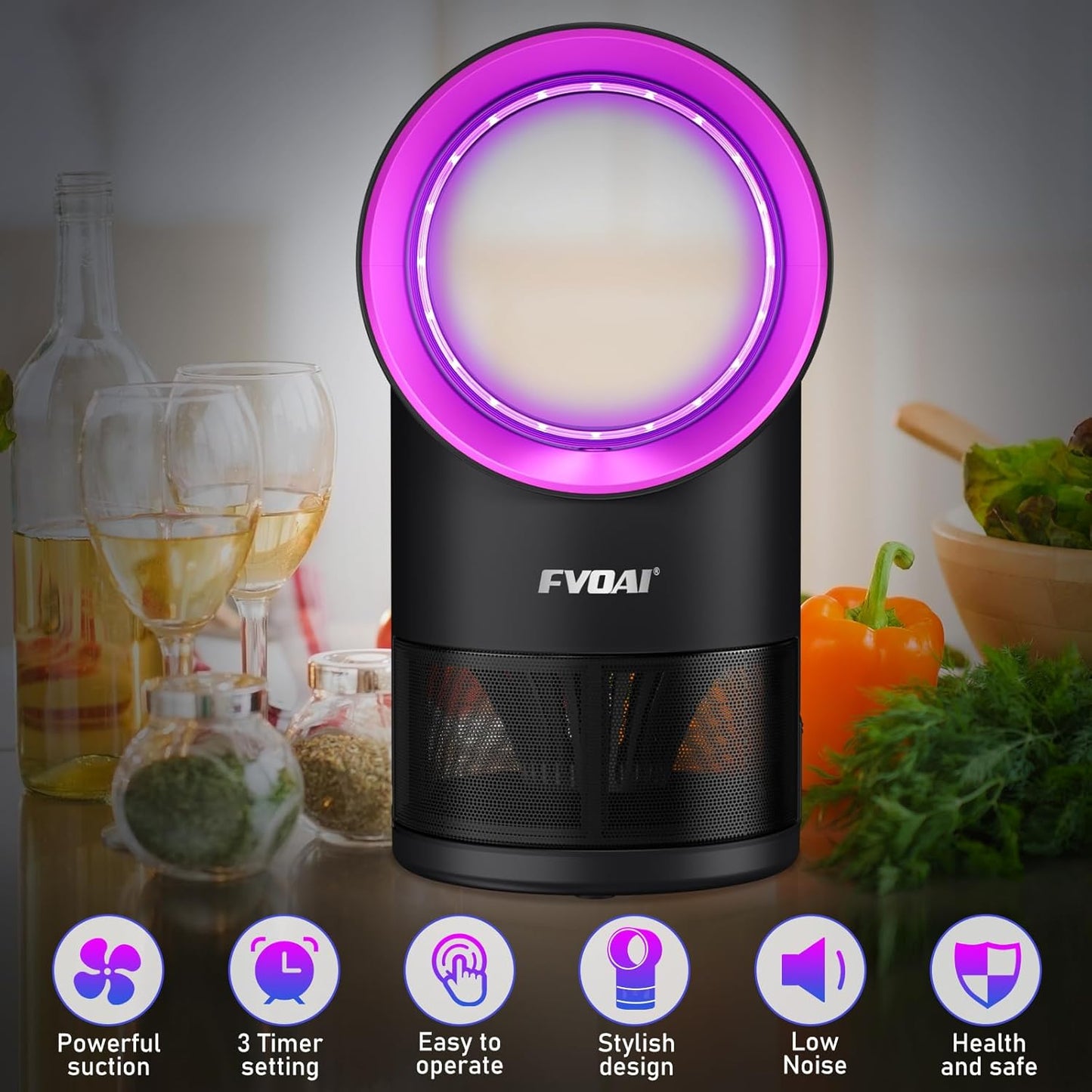 Fruit Fly Trap for Indoors, Fly Traps for Home Gnat Traps House Indoor, Indoor Insect Trap with Time Setting, 10 Sticky Glue Boards (Pink)