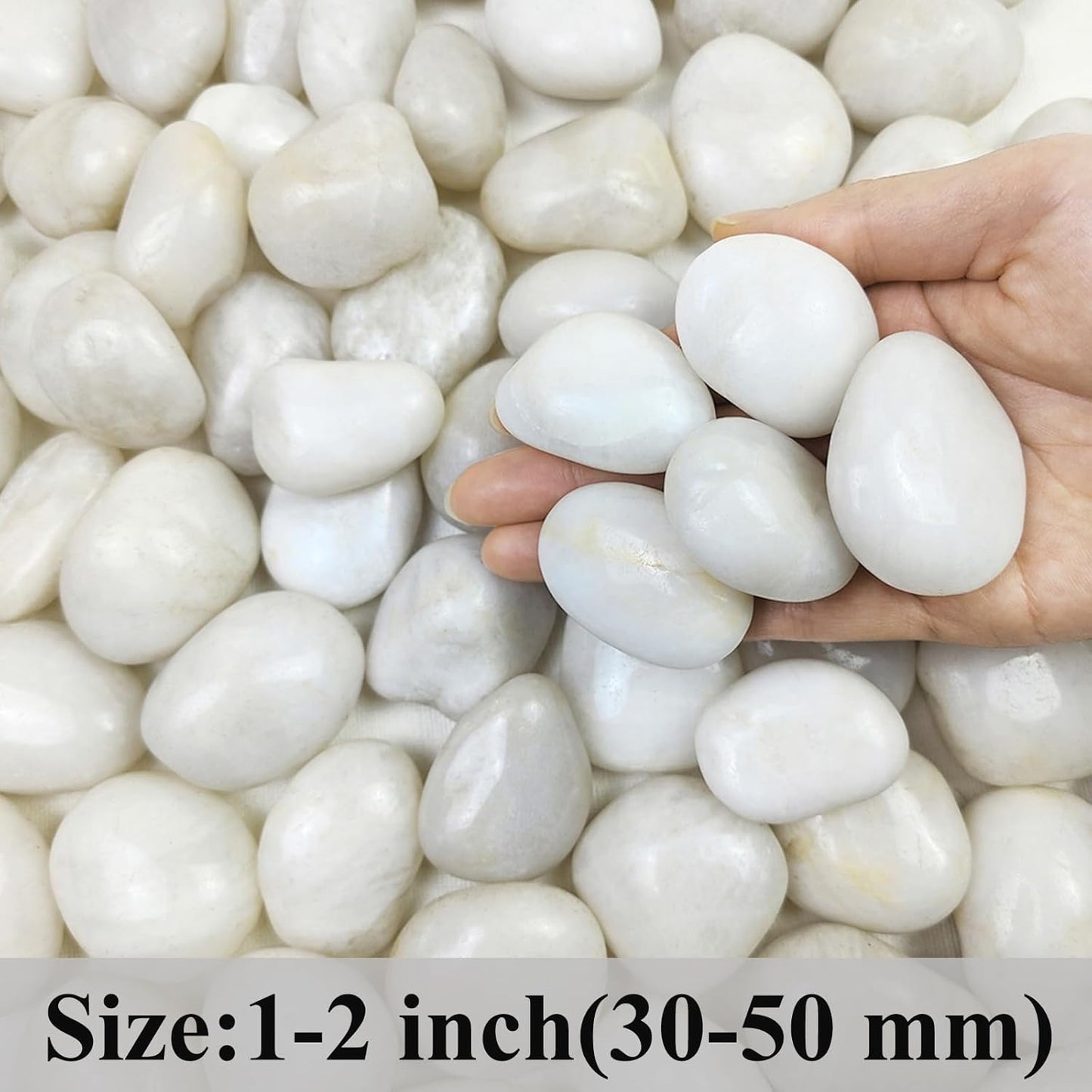 20 lbs White River Rocks, 1-2 inch Polished Pebbles for Indoor Plants, Decorative White Stones for Planters, Vase, Aquarium, Fish Tank, Landscaping and Garden