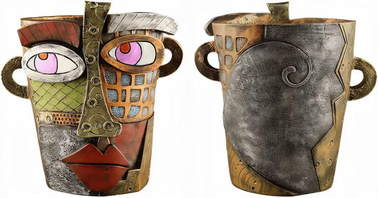 New Picassos Abstract Beauty Face Flower Pot, Colorful Abstract Head Plant Pots, Interesting Decorative Flower Resin Flower Pot, Unique Flower Pots for Home Art Decoration (7.28in-A)