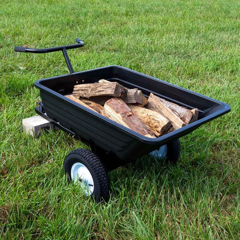 Titan Attachments 650 LB (10 Cu. Ft.) Economy Tow-Behind Poly Dump Cart for Lawn