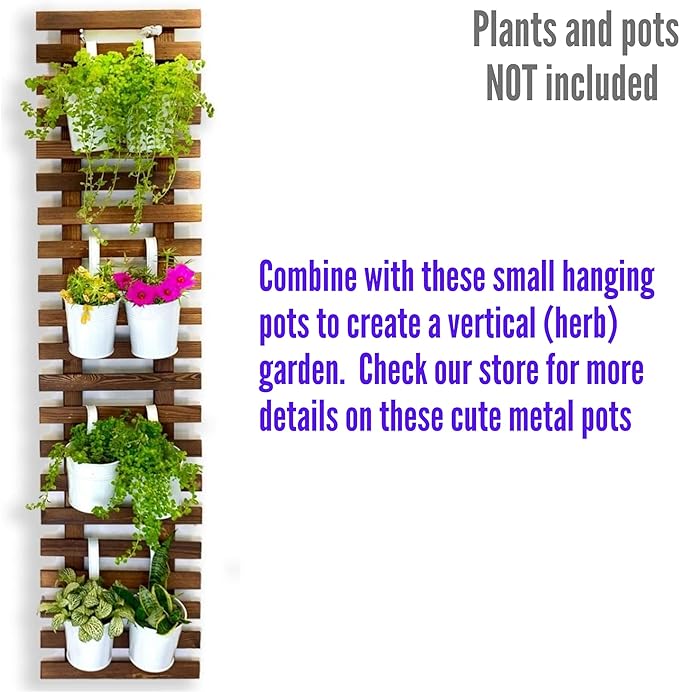 ShopLaLa Wall Planter for Climbing Plants Outdoor - Wooden Hanging Living Vertical Garden Outdoor Indoor Plant Stand Large Tall Long Ladder Vinyl Plant Hanger for Hanging Flower Pots 59" (150cm)