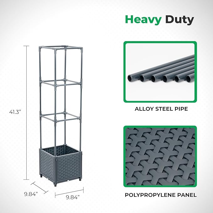 Raised Garden Bed with Tomato Planter Cage, Trellis Planter Boxes for Outdoor Patio Greenhouse Gardening Climbing Vegetables