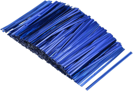 MECCANIXITY Foil Twist Ties 3" 8cm Metallic Plastic Closure Tie for Tying Bread, Candy, Cookies, Gift Bags Arts Crafts Ties Blue Pack of 750