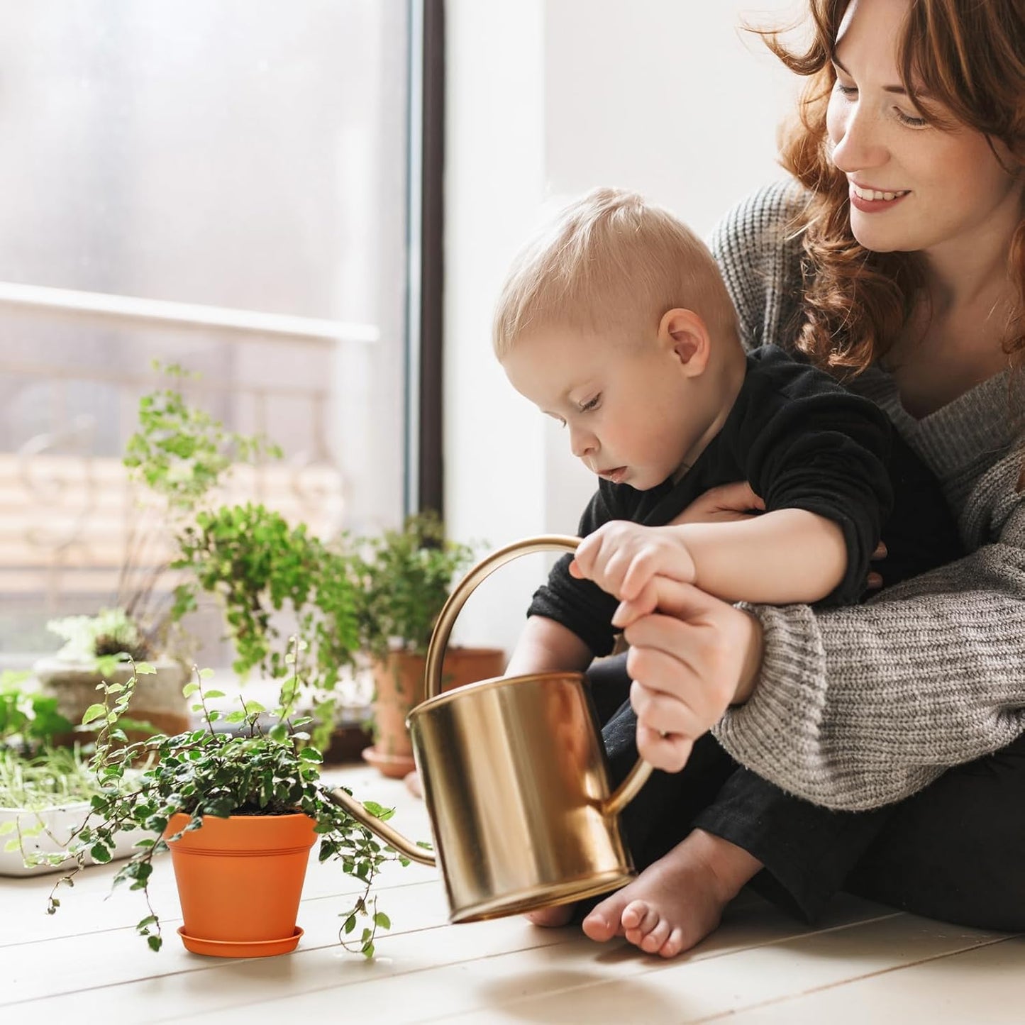 6 inch Plastic Nursery Pots, 16 Pack Plant Pots for Indoor Outdoor Plants, Flower Pots with Drainage Holes and Saucers, Decorative Seedling Starter Planters for House Plants, Terracotta