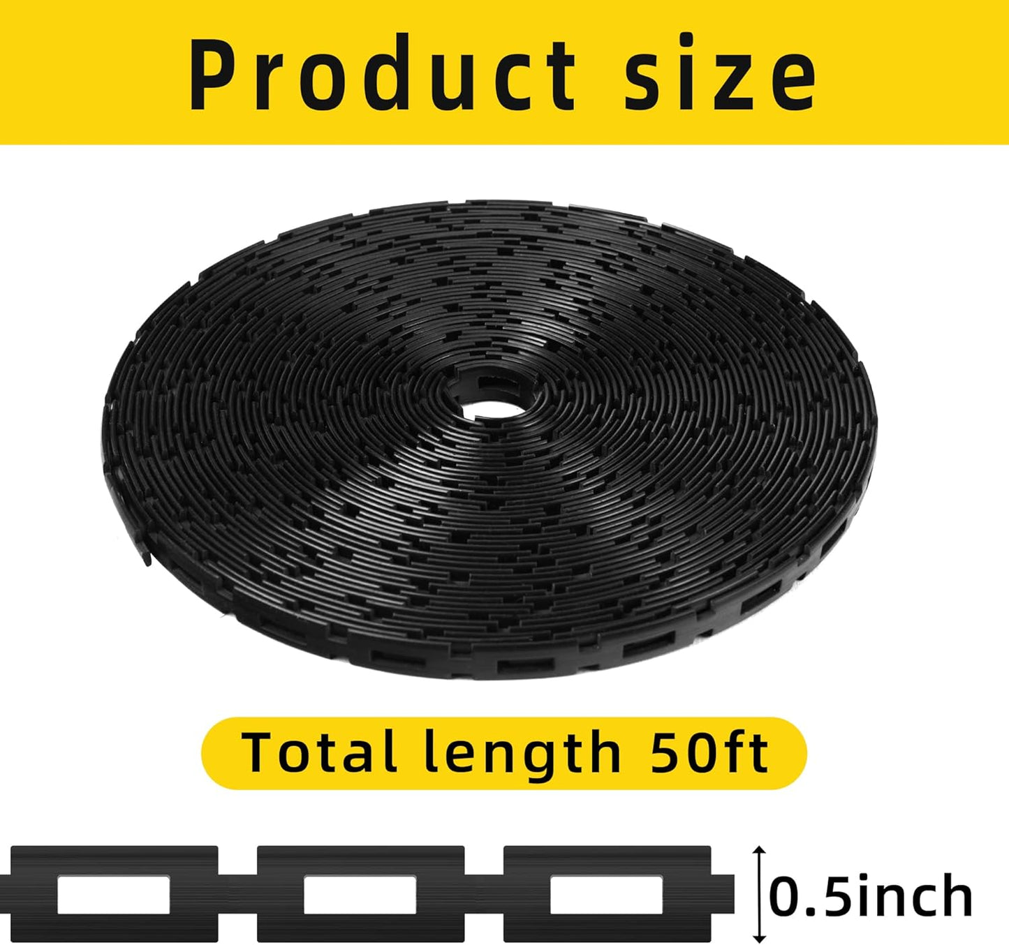 CODREE 50 FT Plastic Chain Lock Tree Tie - 1/2 Inch Wide Adjustable Tree Support Straps for Staking - Flexible Reusable Cable Plant Ties