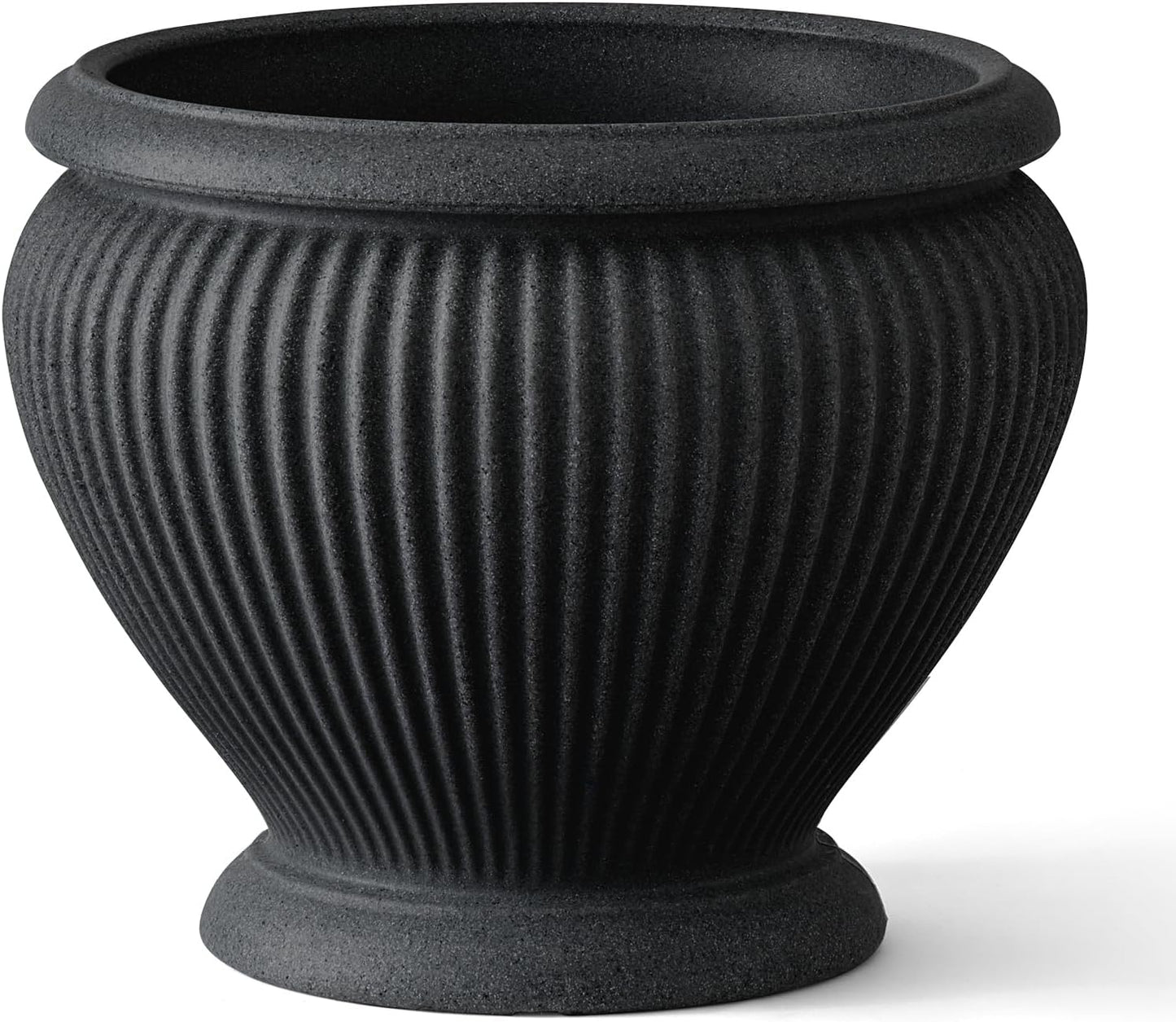 ARBORA 18" Cannes Urn Polyresin Indoor and Outdoor Planter with Classic Black Finish - Durable, Weatherproof, Lightweight, Large Plant Pot for Patio, Garden, Deck, Entryway