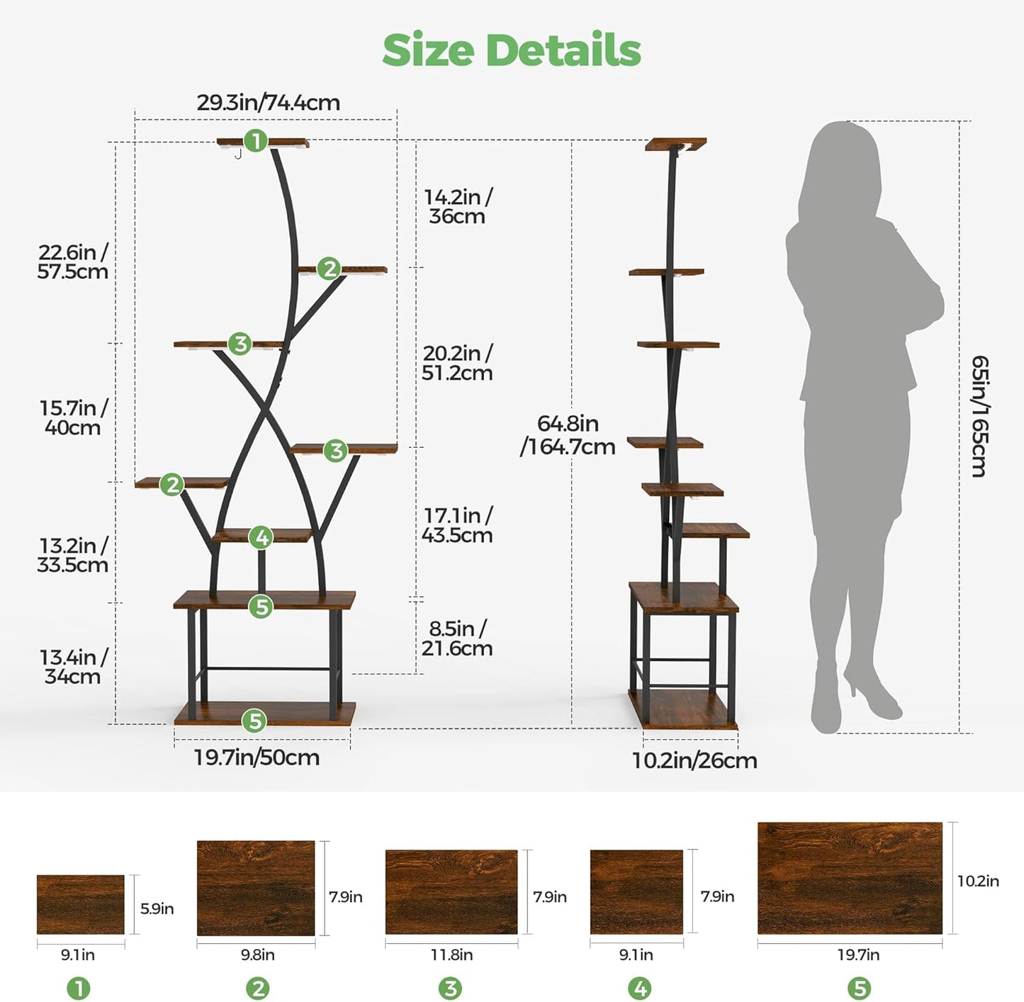 Plant Stand Indoor with Grow Lights 2 Pack Corner Plant Stands 8 Tiered 64" Tall Plant Shelf for Indoor Growing Multiple Metal Flower Holder Home Decor Plant Rack for Living Room Patio Balcony